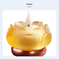 LED Lotus Buddha Lamp Antique Glass Simulated Candle Home Meditation Warm Light