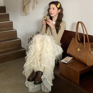 YFS | Romantic French Vintage Mesh Puffy Cake Skirt High Waist Slimming Half-length Womens Spring Fa