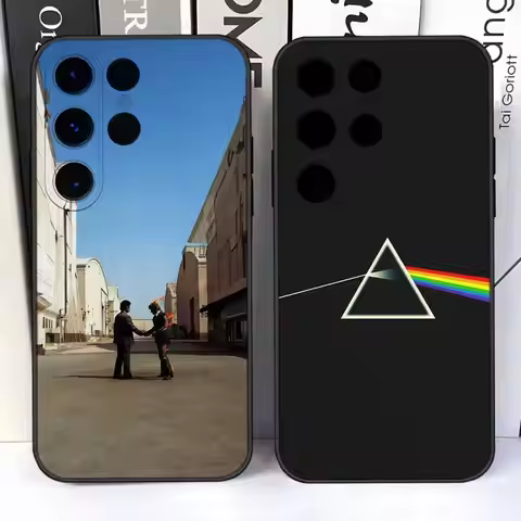 P-Pink-es F-Floyd-es For Samsung S25,S24,Ultra,S20,S30,Plus,S22,S23,Ultra,Plus,5G Black Silicone Sof