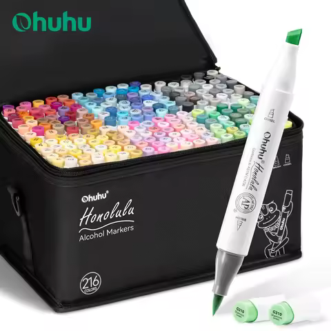 Ohuhu Honolulu 216 Colors Marker Pen Set Alcohol Art Markers Refillable Dual Tips Sketching Drawing 
