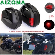 1 Pair 20L Side Pannier Luggage Box w/ LED Motorcycles Cargo Storage Tail Case for Kawasaki Harley Yamaha Tracer 700 900