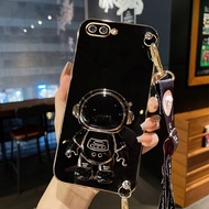 AnDyH Long Lanyard Casing OPPO A1K Realme C2 Phone Case OPPO A3s A12E Realme C1 Cute Astronaut Desk Holder