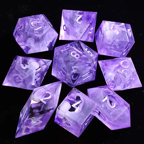 9 Polyhedral Resin Dice D&D Set Violet Mirage Cloud