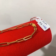 18k Saudi Gold Pawnable, PAPER CLIP CHAIN Bracelet For Women and Men, Size 7- 8 Inc, Actual Images