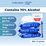 Alcean 75% Alcohol Wipes 50 Wipes - 6 Packs