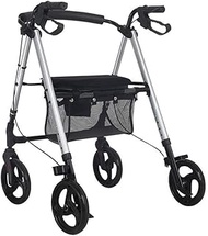 Walkers for seniors Walking Frame,4 Wheel Walker/Rollator with Loop Hand Brakes Foldable Lightweight Four-Wheel with Seat Cushion and Shopping Basket, Elderly Adjustable Safety Frames,Space Saver roll
