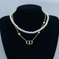 CD Double Pearl Necklace Super Beautiful Looking Temperament Ladies Necklace