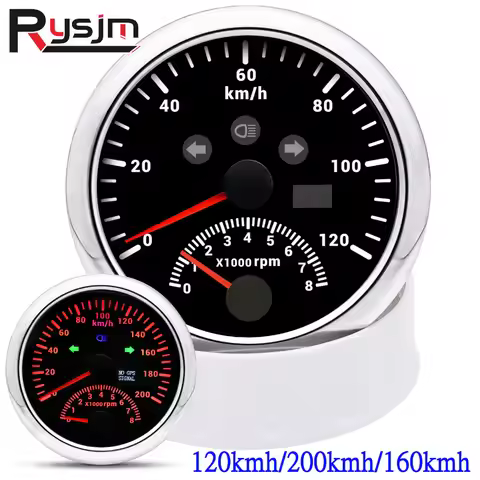 85mm GPS Speedometer With Tachometer 120KM/H 160KM/H 200KMH For Car Truck Boat Speed Meter odometer 