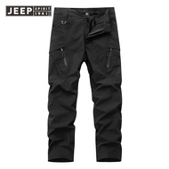 JEEP SPIRIT กางเกงยุทธวิธีระเบิดได้ของผู้ชายกางเกงแฟชั่นมีกระเป๋าหลายกระเป๋า2023กางเกงลำลอง