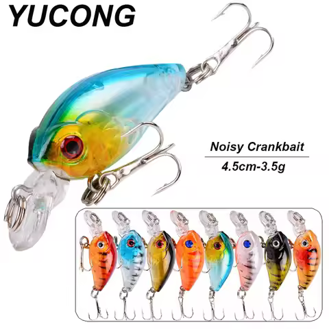 YUCONG 1PX Micro Crankbait 4.5cm-3.5g Topwater Crank Wobblers Noisy Artificial Hard Bait Floating Fi