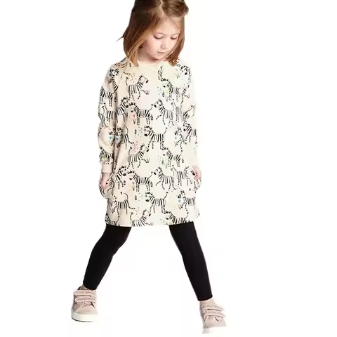 1-6 Years Girls Long Sleeve Dress Autumn Spring Kids Little Girls 100% Cotton Casual Dresses Childre