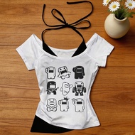 Domo Gothic Cropped Top - Kawaii Grunge T-Shirt