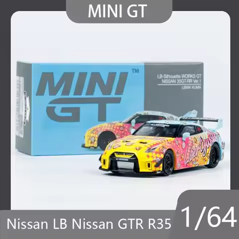 MINI GT 1:64 Nissan LB Nissan GTR R35 35GT-RR LBWK KUMA Graffiti Die Casting Alloy Car Model Desktop