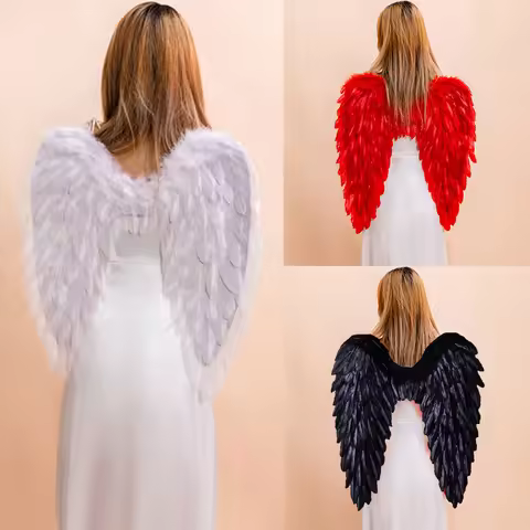 Children Adult Feather Angel Wing White Black Red Pink with Elastic Straps Costume Props Cosplay Acc