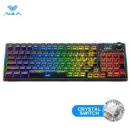 Aula F98Pro wireless mechanical keyboard peripheral device with Bluetooth interchangeable transparen