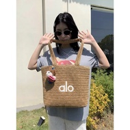 ALO ALO Retro Letter Embroidery Raffia Straw Bag 2026 New Style Straw Bag Lazy Style Portable Should
