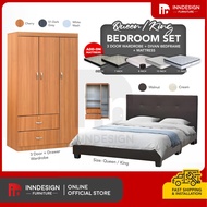 (FREE PILLOW) Bedroom Set Includes Wardrobe/Bed Frame/Mattress In Queen And King Size.Free Installation