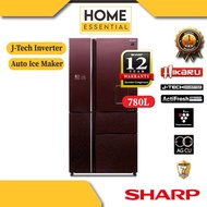 SHARP 780L Hikaru Series J-Tech Inverter Refrigerator Auto Ice Maker SJF889WGM Peti Ais Peti Sejuk