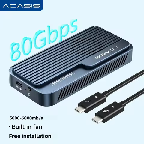 Acasis 80Gbps USB 4 V2 SSD Case with Cooling Fan JHL9480/RTL9210 Chip for TB3/4/5 & USB4/3.2 Gen2, M