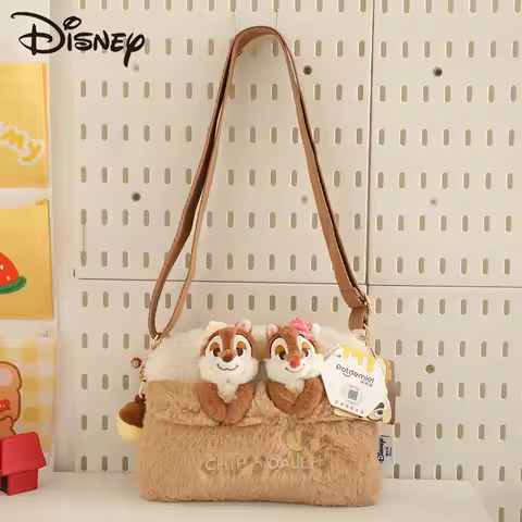 Disney Plush Crossbody Bag Cartoon Chip & Dale Large Capacity Student Casual Handbag Girls' Holiday 