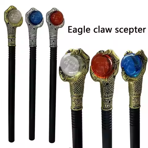 Versatile Plastic King Queen Scepter Cosplay Props Performance Eagle Claws Cane Halloween Dress Up H