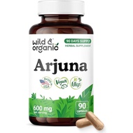 Wild & Organic Arjuna Bark Capsules - Overall Support - Arjuna Powder Supplement - 90 Herbal Capsule