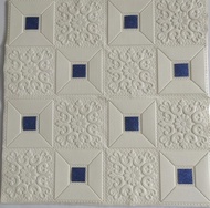 3d wallpaper dinding foam motif btk003 waterproof - biru 3mm