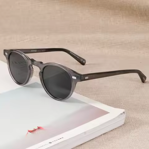 Men sunglasses OV5186 Retro Round Sun Glasses for Man Gregory Peck Handmade Vintage Aceate Polarized