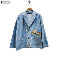 ZANZEA Women's Korean Style Floral Print Long Sleeve Casual Blazer