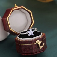 Fruit Juice Blue Star Zircon Ring for Women, Unique Fashionable Versatile Design, Light Luxury Open 