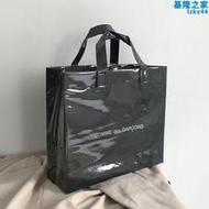 川久保玲CDG大容量黑色牛皮紙PVC購物袋大包包女手提單肩託特包