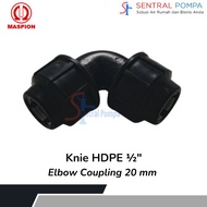 HITAM Knee HDPE 1/2" Knie Plain Black PE Hose / PDAM Pipe 1/2 inch 20mm | Central Pump