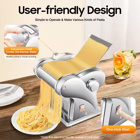 110V 135W Electric Dough Roller Sheeter - Stainless Steel Commercial Noodle & Pasta Maker