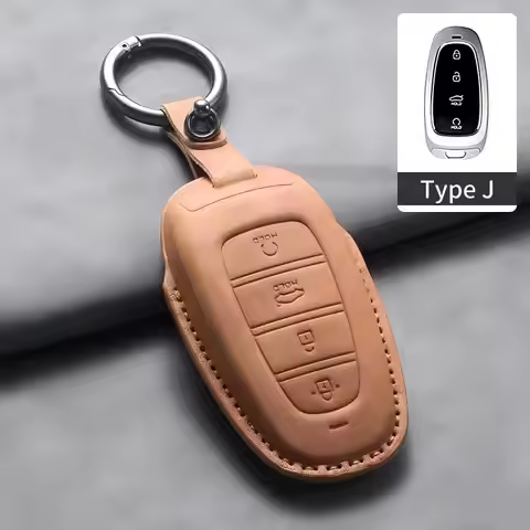 4 Buttons Leather Car Key Holder Case Cover for Hyundai Tucson Solaris Sonata Hybrid NEXO NX4 Santaf