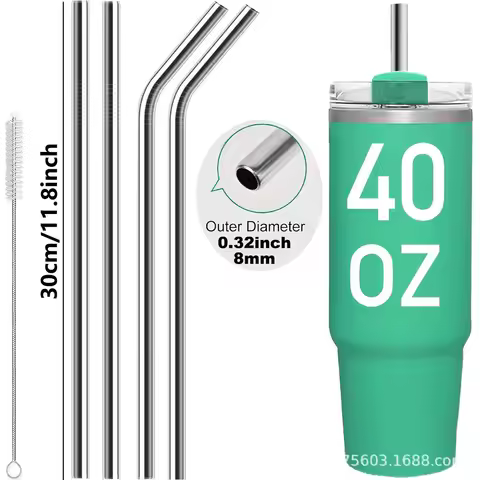304 Stainless Steel Reusable Straw 30cm/8mm Upgraded Wide-Bore Eco-Friendly Perfect for Cocktails Sm