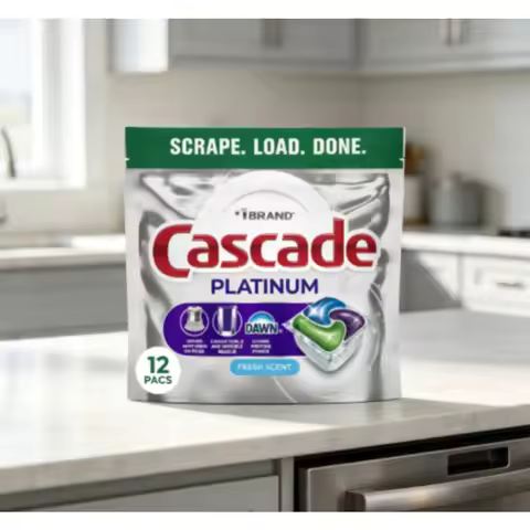 Cascade Platinum Dishwasher Pods, Dishwasher Detergent, Dish Detergent Soap, Fresh, 12 Count