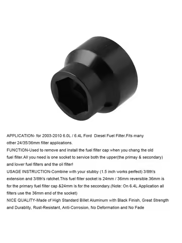 Fuel Filter Oil Filter Socket 24mm 36mm Reversible Cap Remover and Installer for 03-10 6.0L 6.4L For