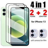 4 Pcs/Lot for iPhone 13 Pro Max 11 12 XR XS Max 8 7 Plus Tempered Glass Len Camera &amp; Screen Protector Film