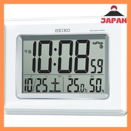 [Direct from Japan][Brand New]Seiko Clock Wall Clock Dual-Use Electric Wave Digital Calendar Temperature Humidity Display White Pearl SQ424W SEIKO