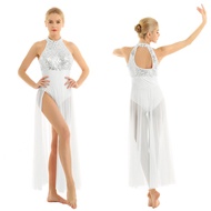 Women's lyrical dance dress, stage performance costume, sparkling ballet tutu gymnastics leotard dress