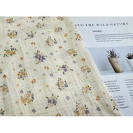 Beige Background Purple Flower Double Gauze|Wrinkled Gauze|Double Gauze|Gauze