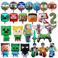 Minecraft Theme Party Decoration Set Kids Birthday Supplies - Minecraft Balloon Banner Cake Topper P