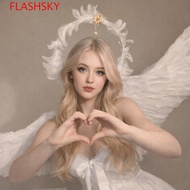 FLASHSKY Feather Glory Crown Headband, Dress Up Props Double Layer Virgin Mary Queen Tiara, Handmade