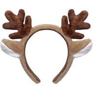 BleSky Deer Antler Headband,Plush Reindeer Ears Headpiece for Halloween Christmas Party Cosplay