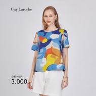 Guy Laroche womans blouse Light linen Sky เสื้อผู้หญิง แขนสั้น สีน้ำเงิน GBBHBU