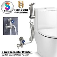 S MALL Bathroom Accessories SET 3 WAY DIVERTER VALVE WATER SEPARATOR Tap T Connector Toilet with hand bidet