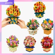 YESMILE With Envelope Flower Greeting Card Surprise Gifts Postcard Floral Box Beautiful Paper Flowers 3D Pops-up Bouquet Mothers Day