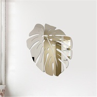sale 3D Mirror Leaf Flower Sticker Nordic Acrylic Mural Decal For Living Room Removable Wall Sticker