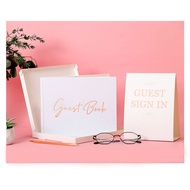 Wedding Guest Book Wedding Books White&amp;Rose Gold for Guests to Sign,Baby Shower Sign in Guest Book,with Pen