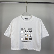 (24 Hours Delivery)OOOK Korean Women's White Shirt Sorona Good Quality Fabric Round Neck Crop Top Cu